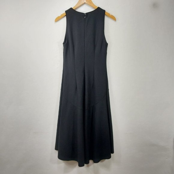 Banana Republic Black Dress Size 4 Small 100% Wool Sleeveless Fit Flare High Low - Picture 2 of 13